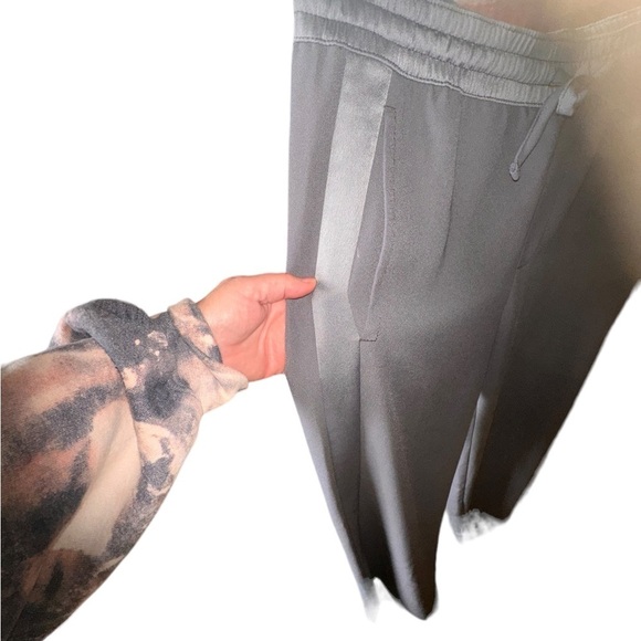 Banana Republic size 10 grey dressy track pant. Elastic tie waist 4 pockets NWT. - Picture 6 of 11